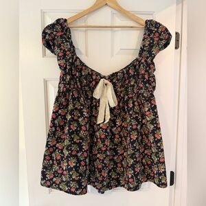 Free People Floral Corduroy Babydoll Dress